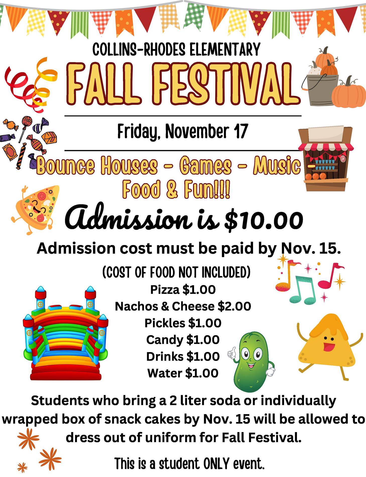 Fall Festival November 17, 2023
Admission $10.00
