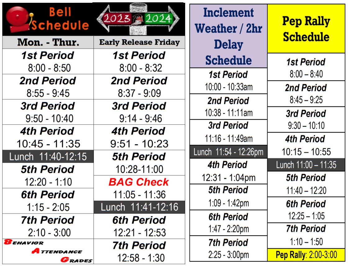 Bell schedule all in one