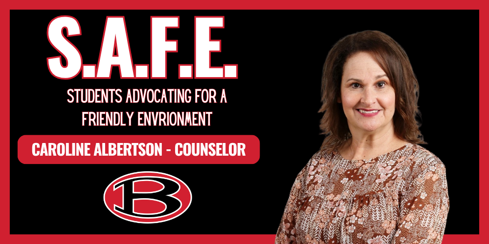 SAFE Club graphic with photo of sponsor Caroline Albertson