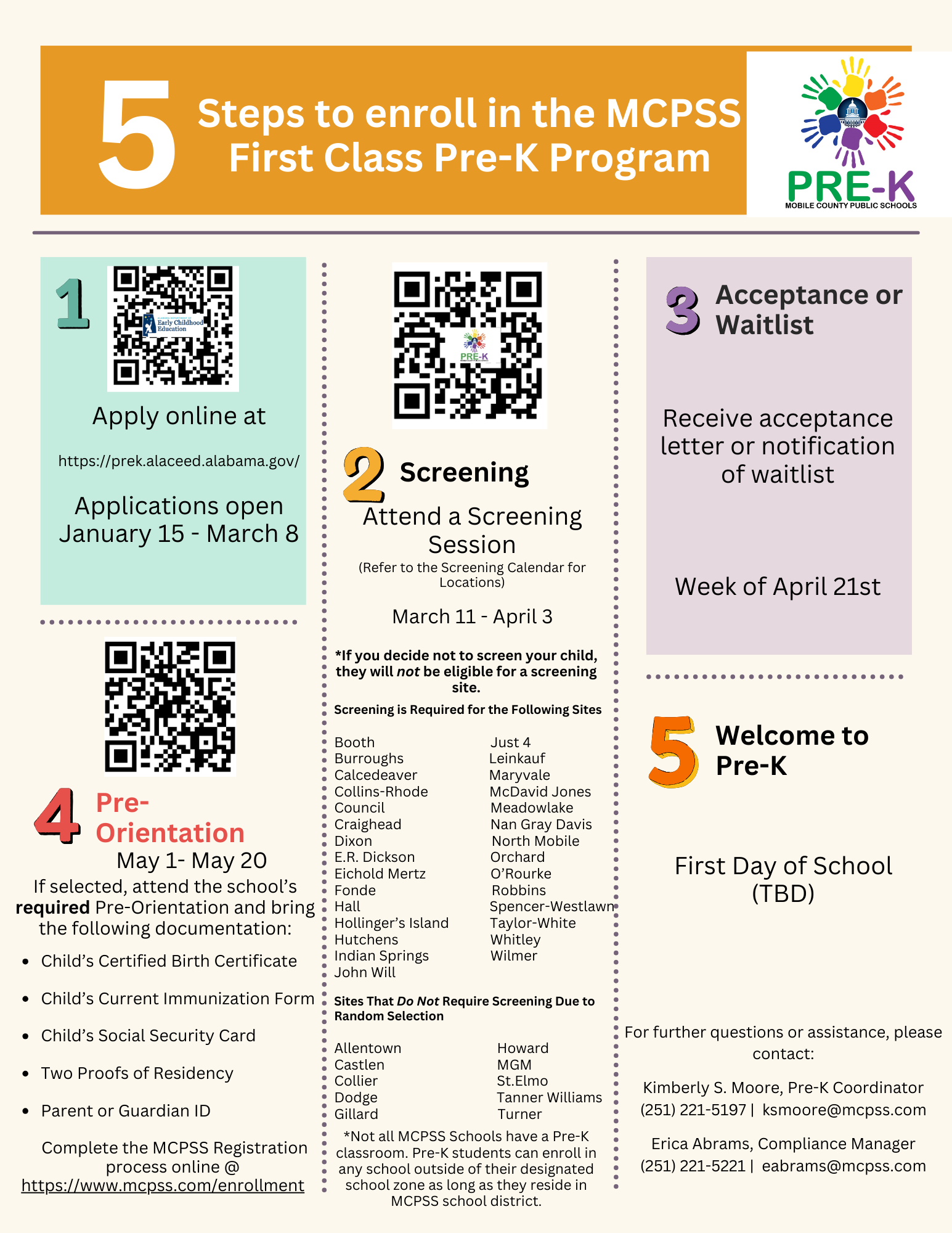 Steps for Pre-K Registration