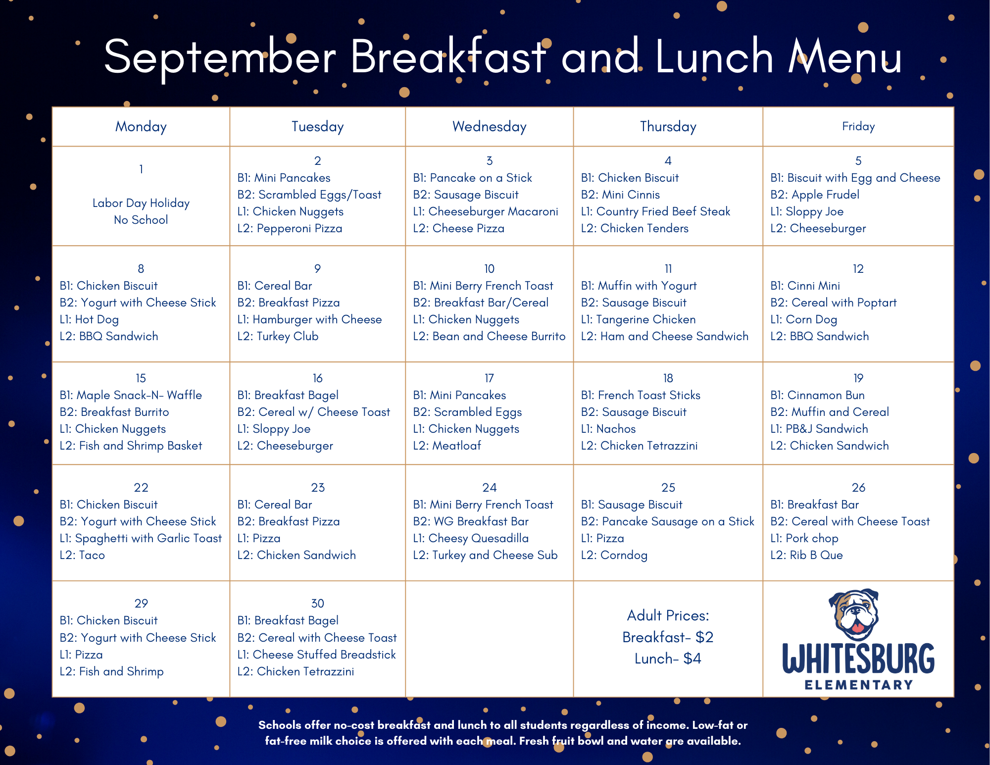 September Lunch Menu