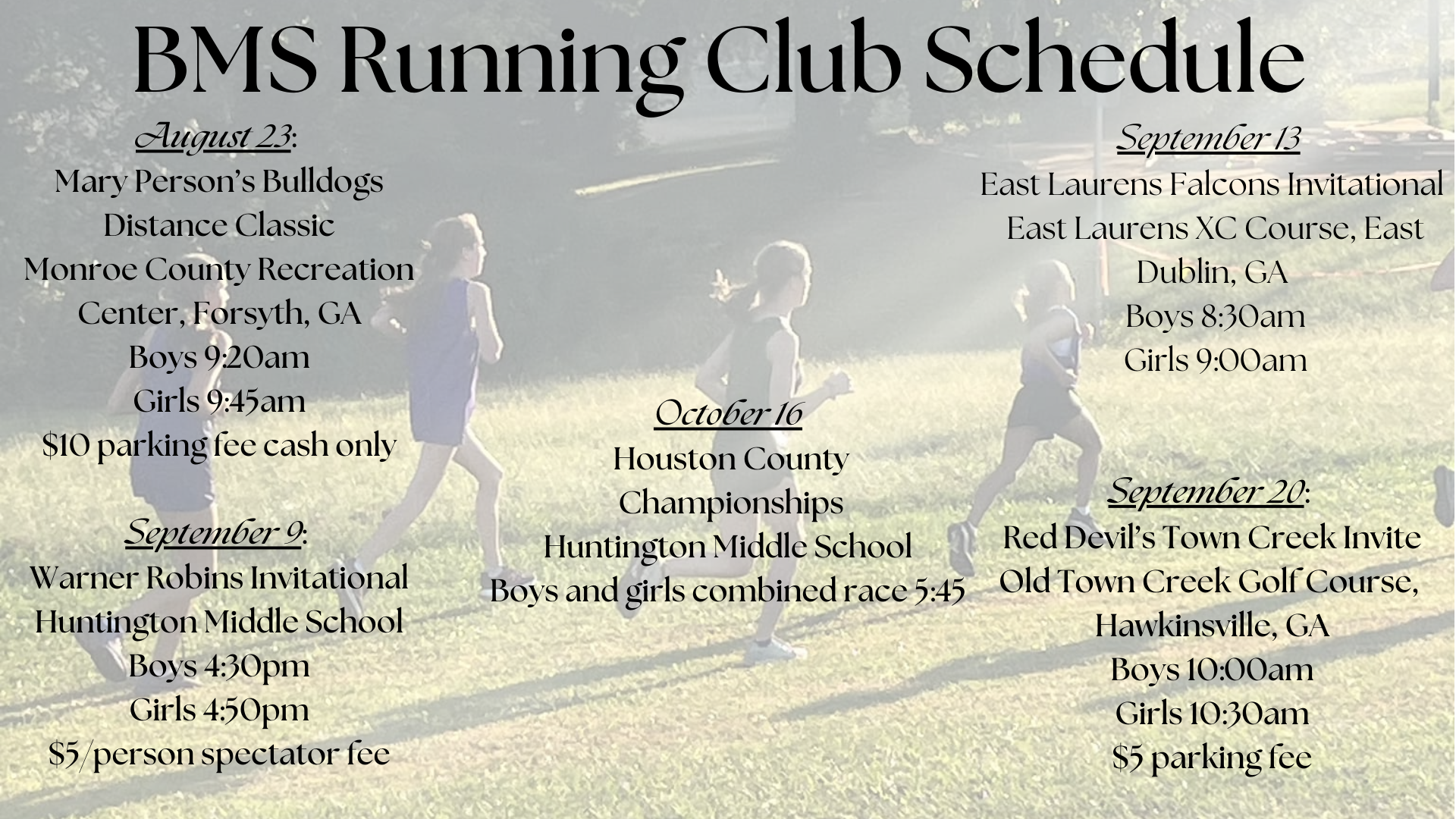 Running Club Schedule