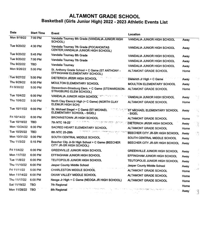 AGS & ALIS Coop Girls Basketball Schedule 2022-2023