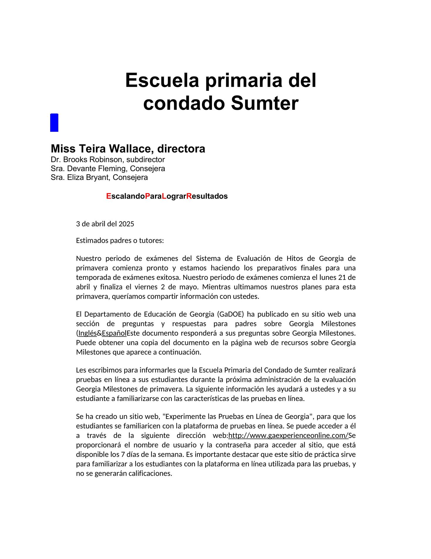 2024-2025 Georgia Milestone Testing Information Spanish Version 