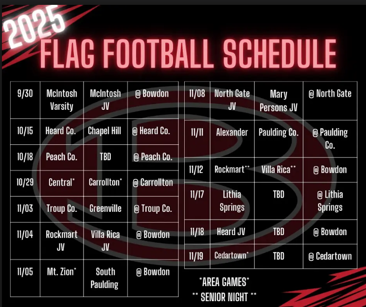 Flag Football Schedule