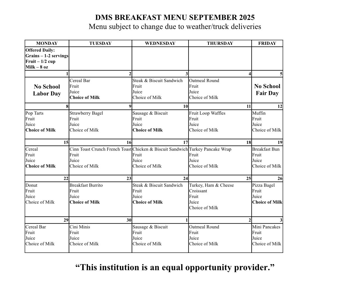 Breakfast Menu
