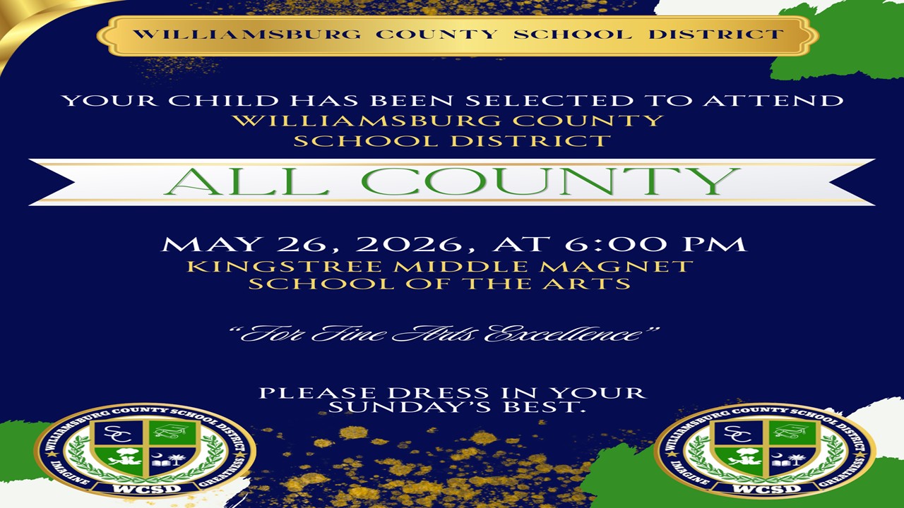 Painted in passion and performed with purpose, our scholars are ready to shine. You are cordially invited to join us for an unforgettable evening as we celebrate the talent, dedication, and artistic excellence of those selected for All-County. From every note played, every song sung, or to every moment on stage, this night will reflect the creativity and hard work that sets our students apart. Come experience the beauty of Fine Arts excellence and help us honor these outstanding scholars as they take their place in the spotlight. You’re Invited!