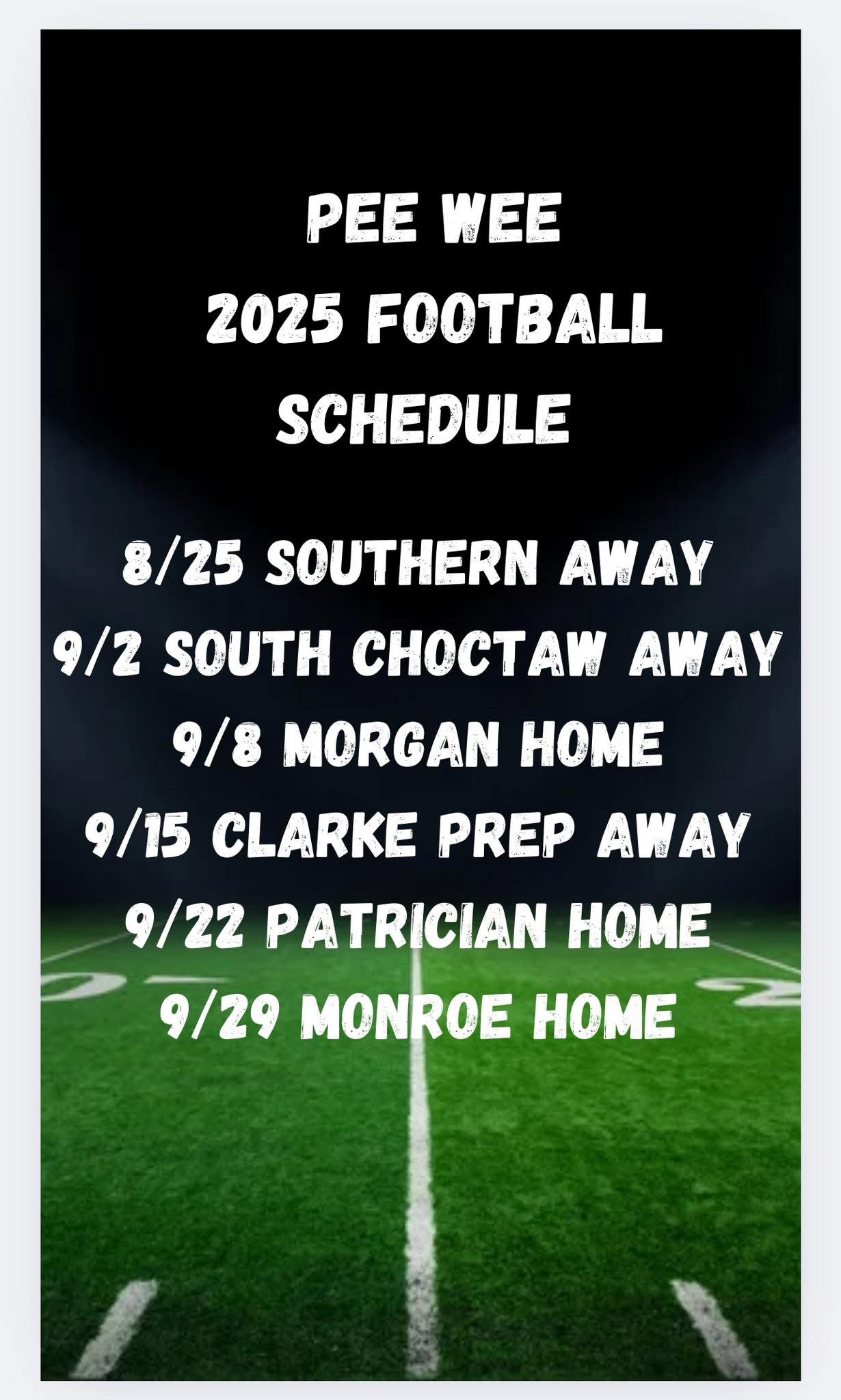 2024 Pee Wee Football Schedule