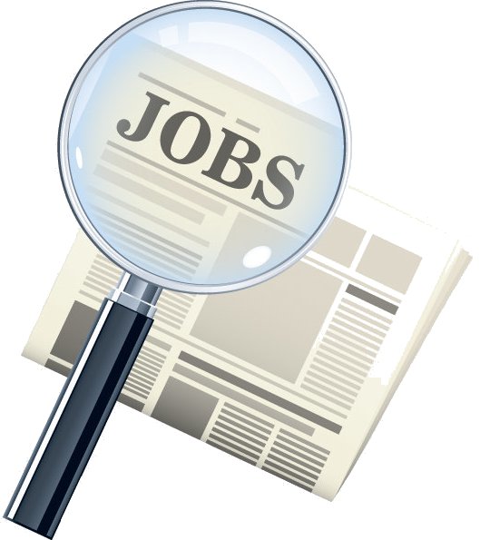 Image showing magnifying glass over jobs listings in newspaper classified section