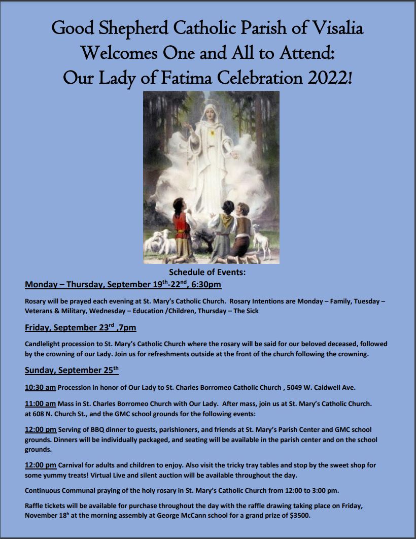Fatima - Schedule of Events 