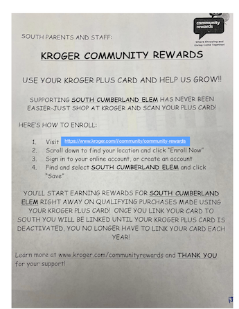 Kroger and Food City Support