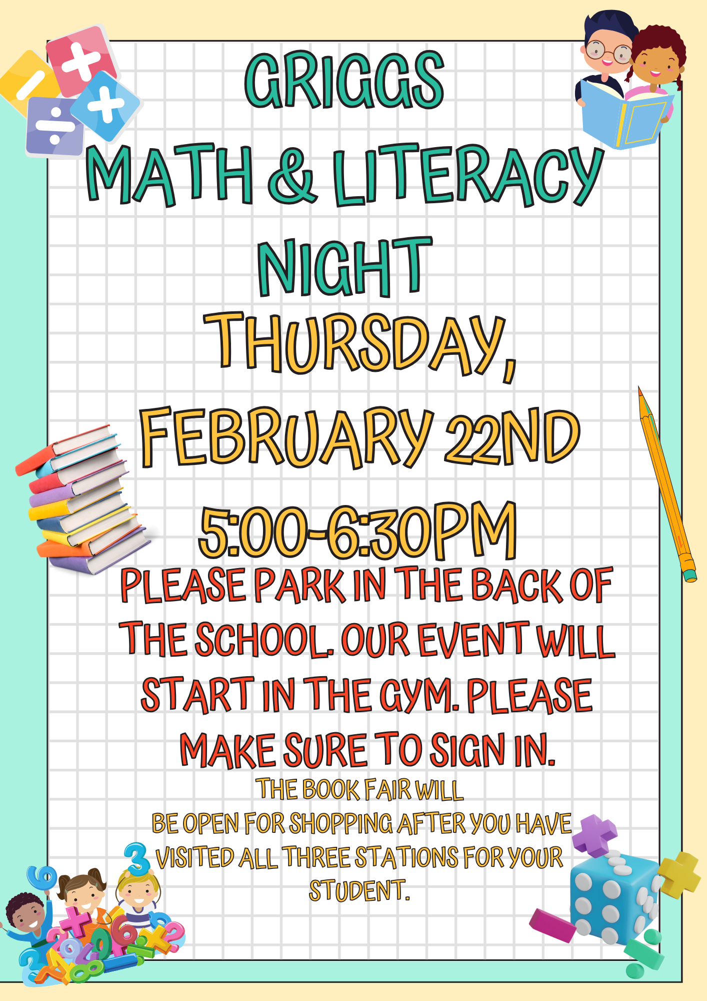 Math And Literacy Night Flyer in English