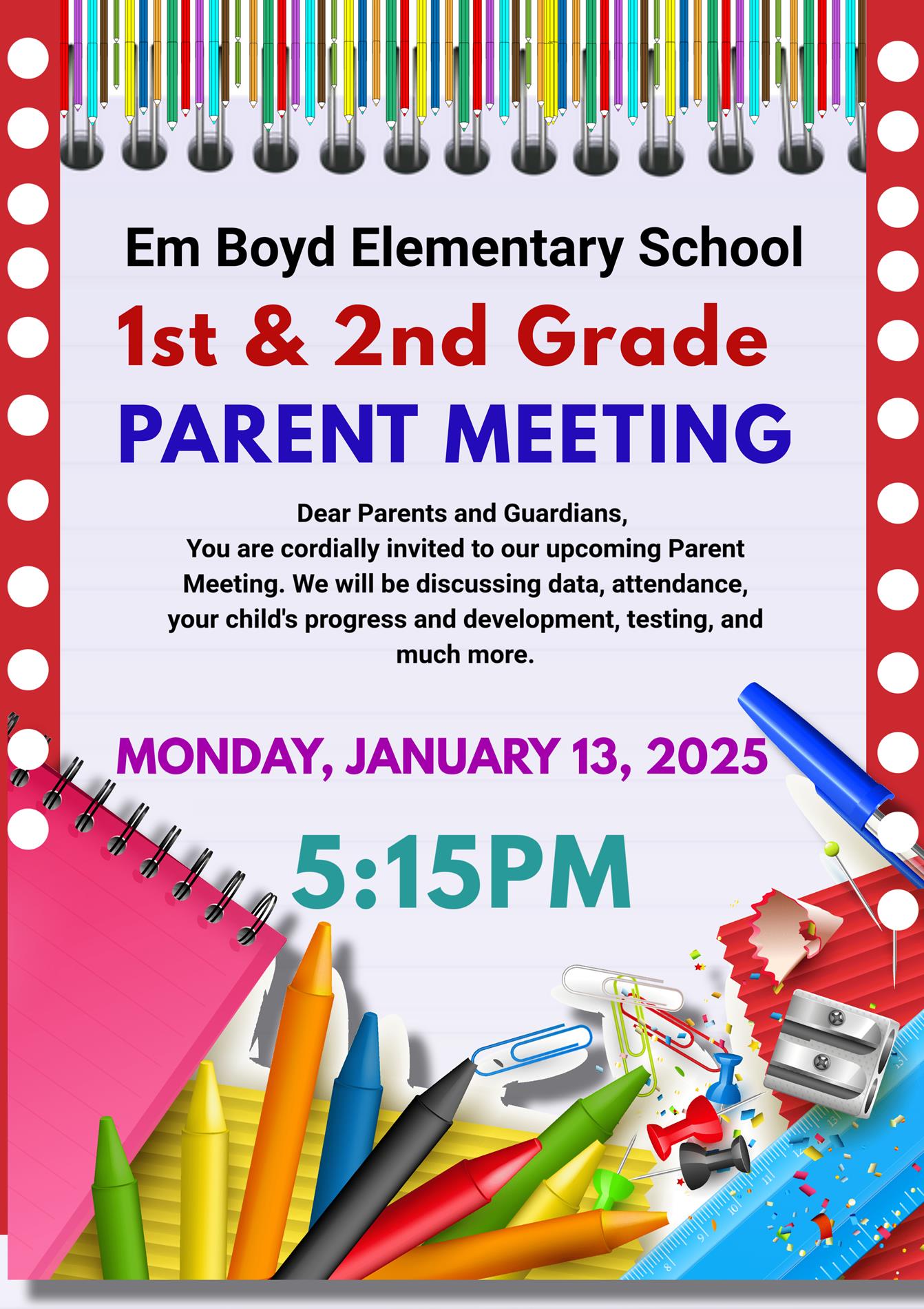 1st and 2nd Grade Parent Meeting 