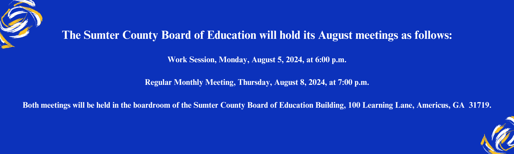 August 2024 Board of Education Meetings