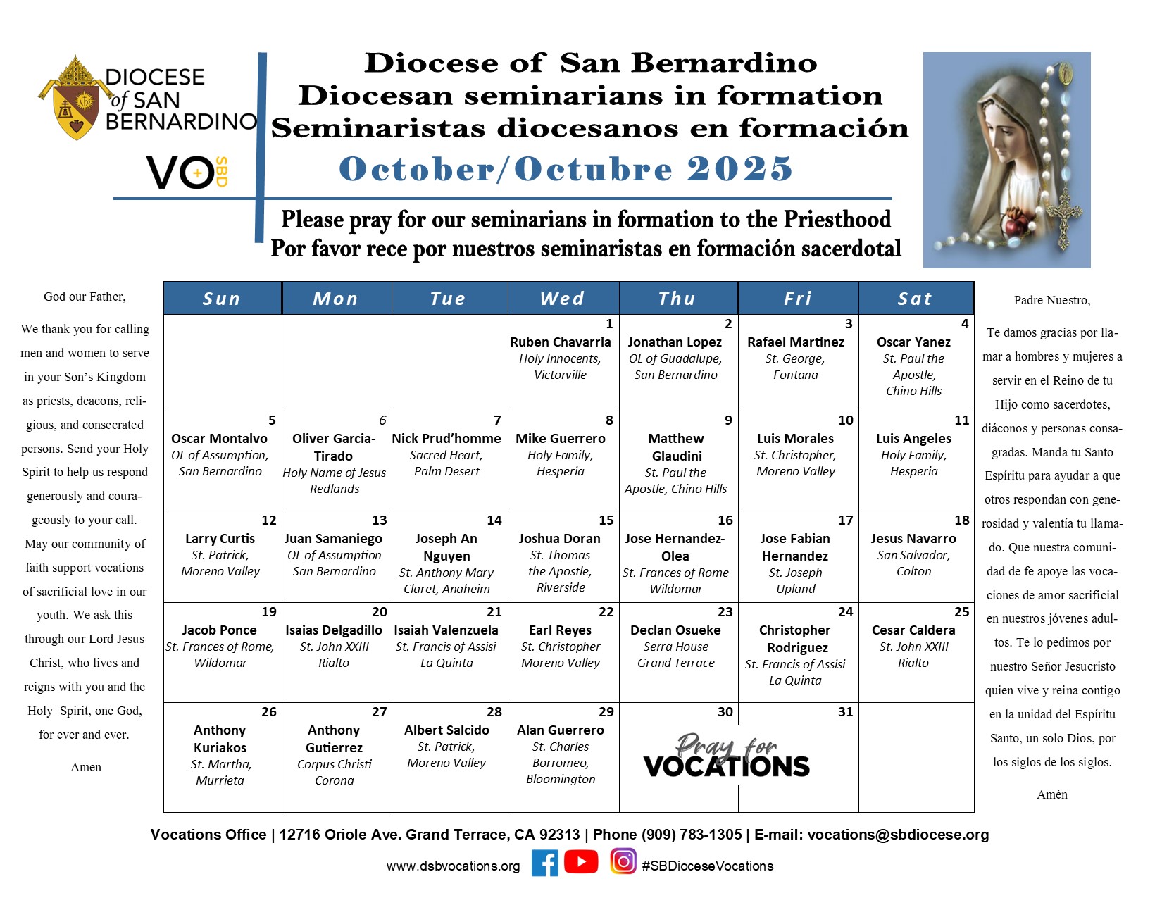Vocations Calendar May