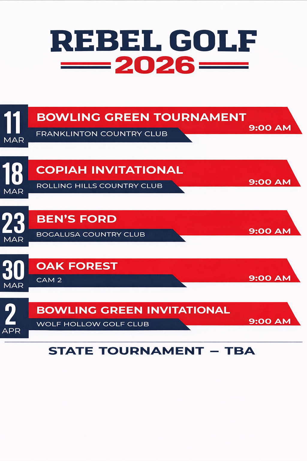 Golf Schedule