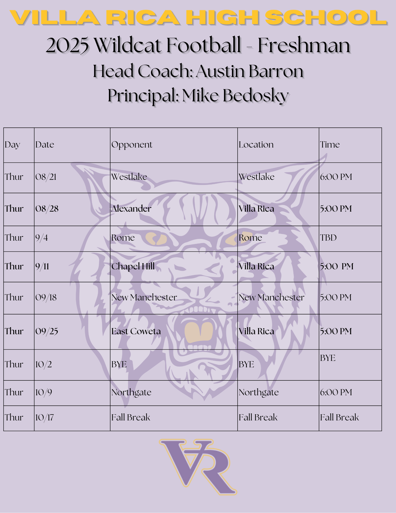 schedule