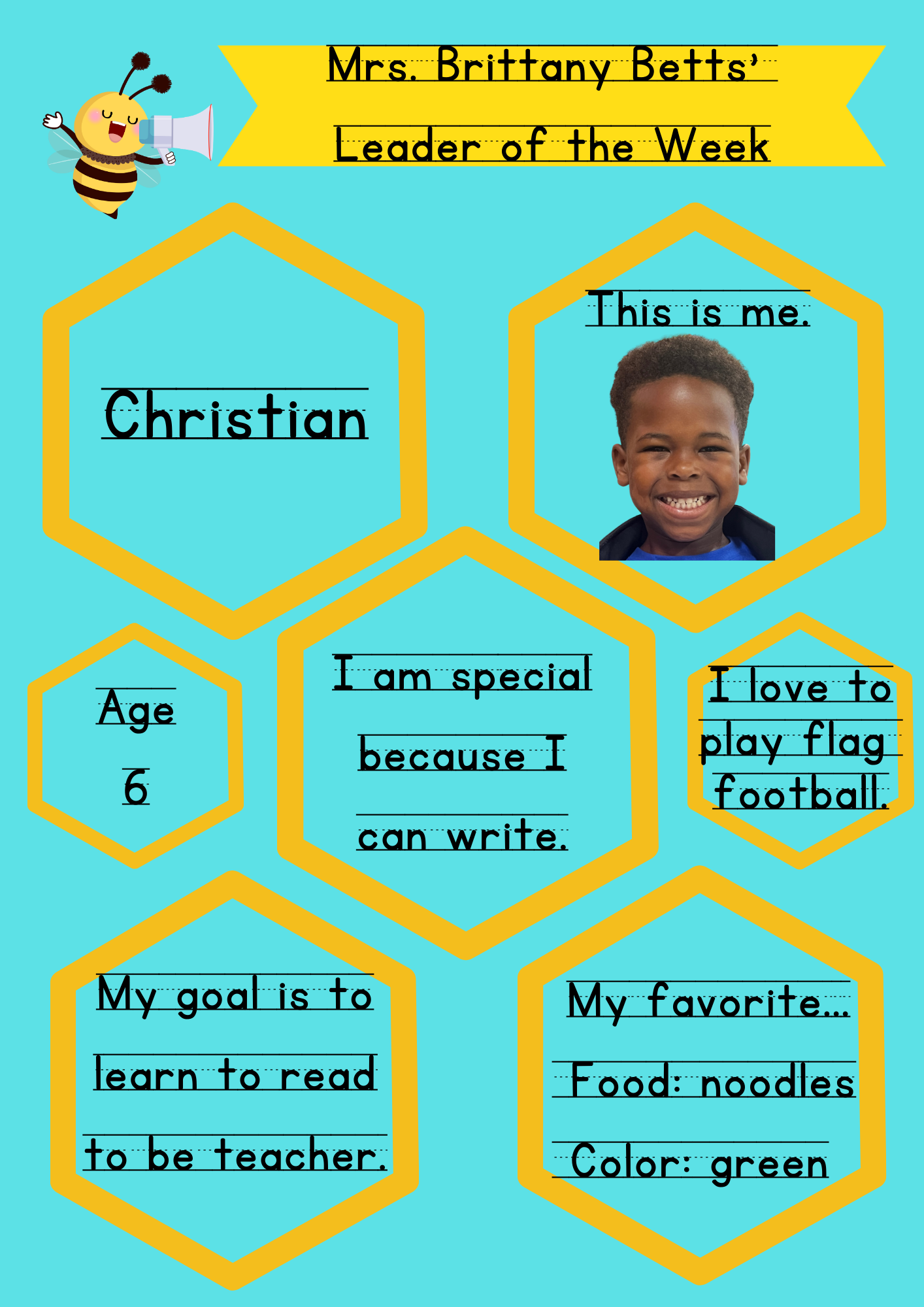 Kindergarten Leader of the Week