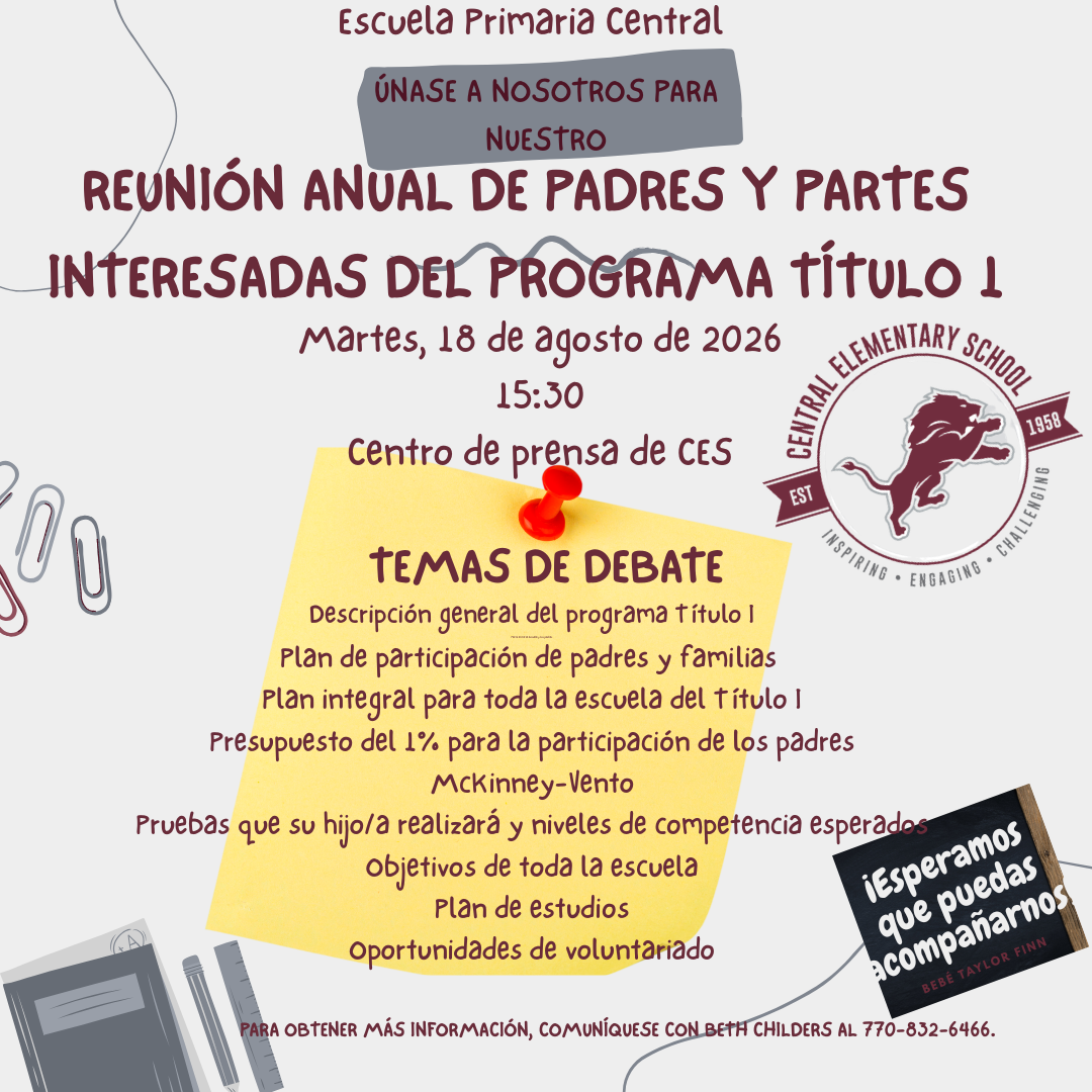 FY27 Annual Title 1 Meeting Spanish Invite