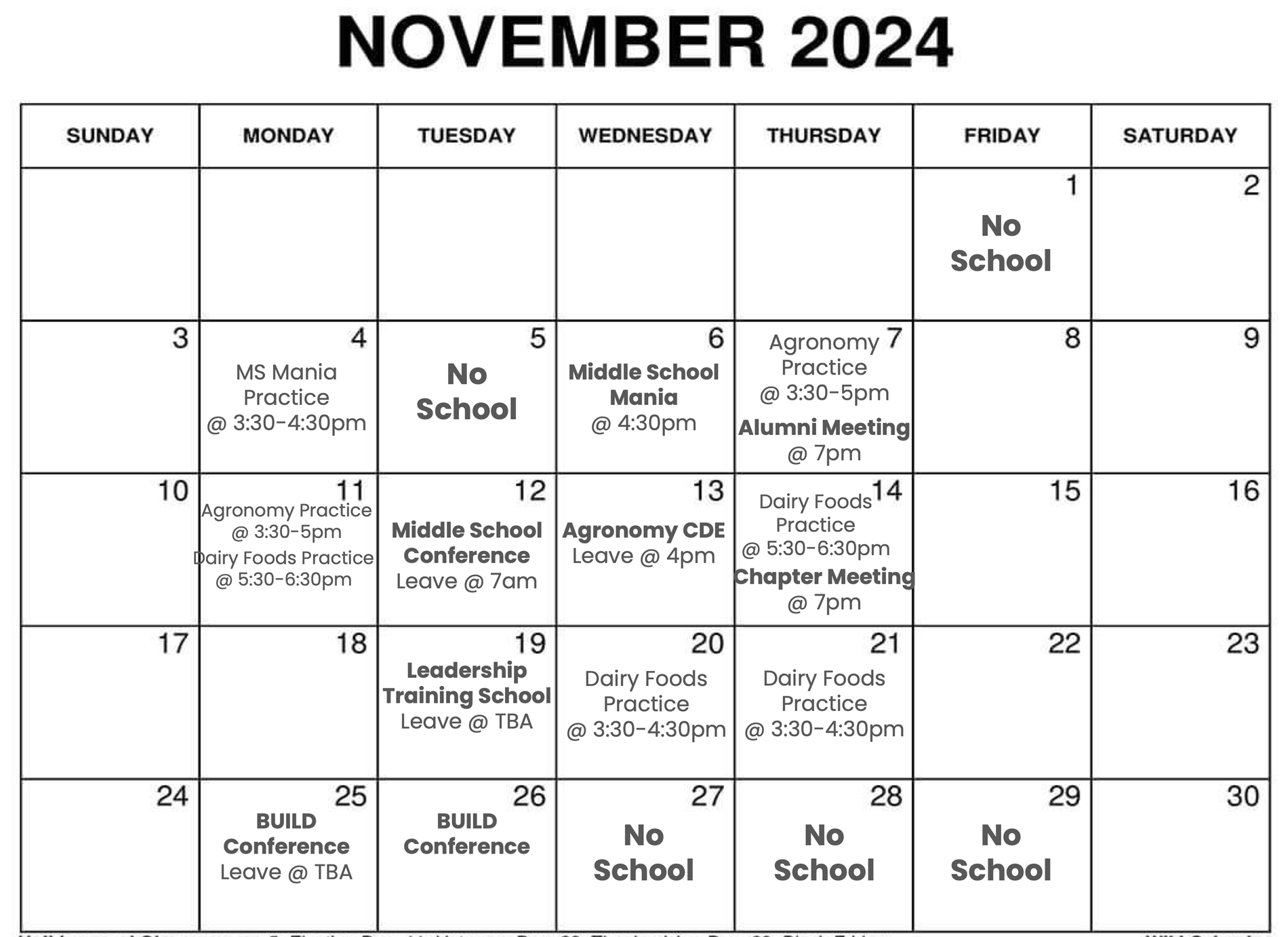 FFA Calendar