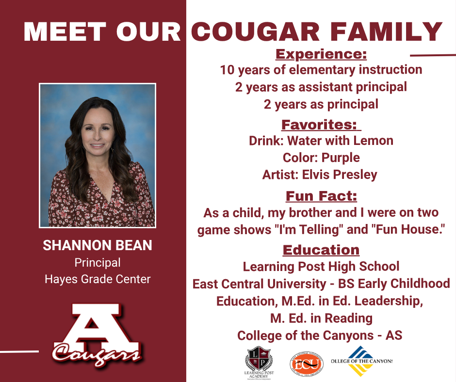 Shannon Bean, Principal Hayes Grade Center