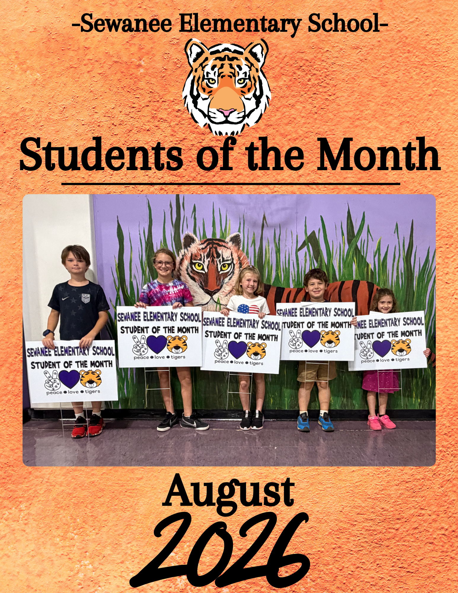 Photo of Sewanee Elementary School Students of the Month for August 2026