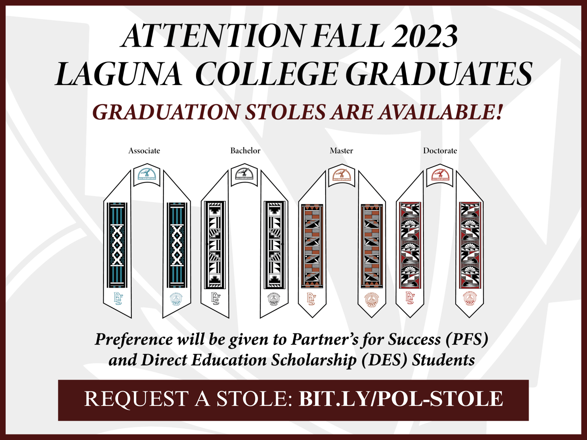 Fall 2023 College Graduates, Request a Graduation Stole!
