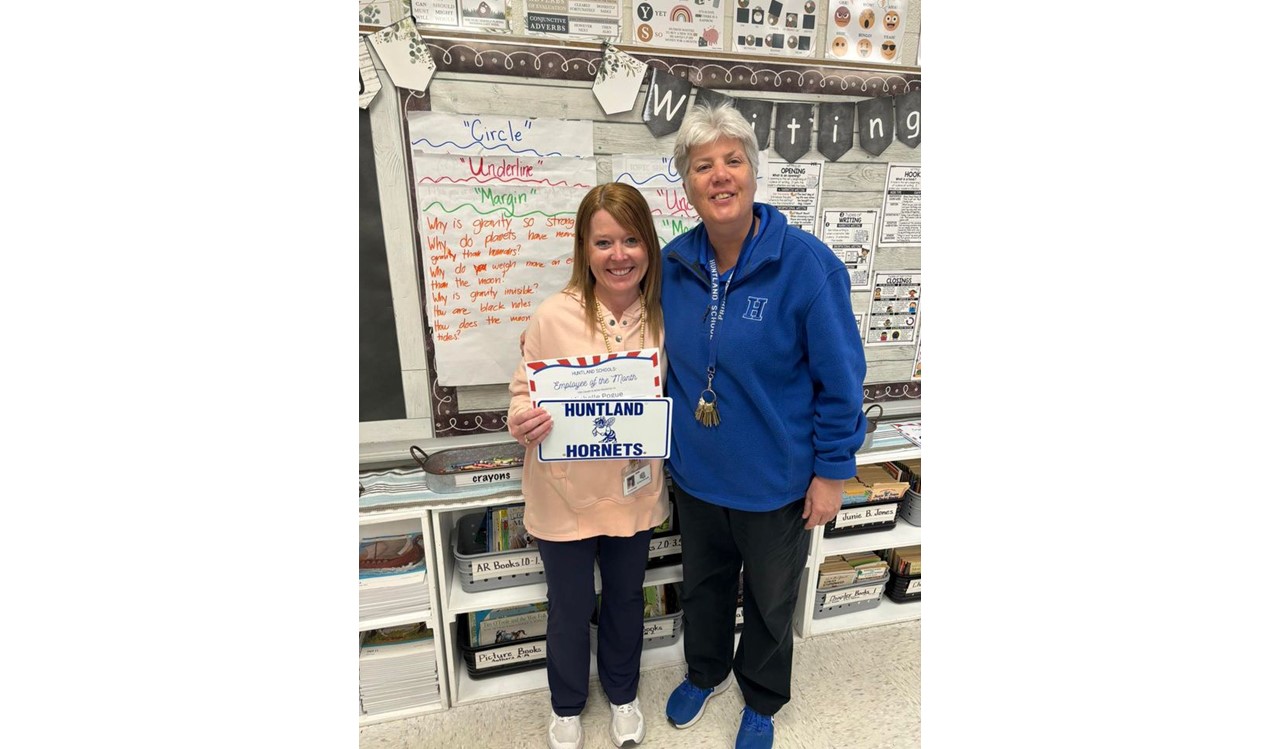 Michelle pictured with Ms. Crabtree for ee of the month.