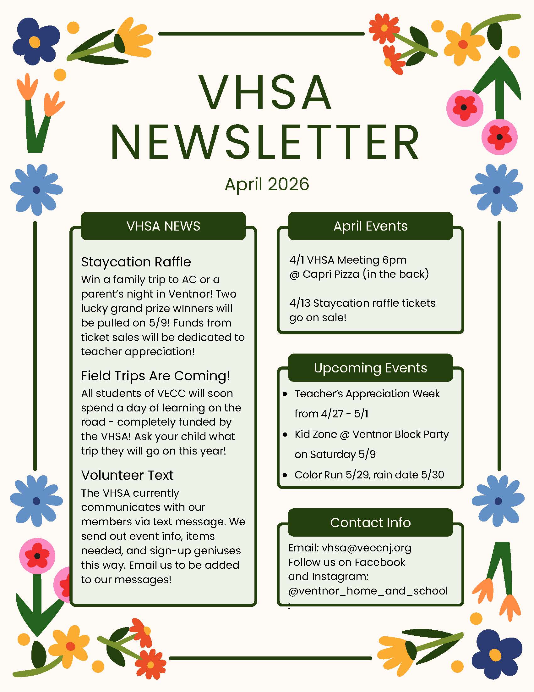VHSA April Newsletter