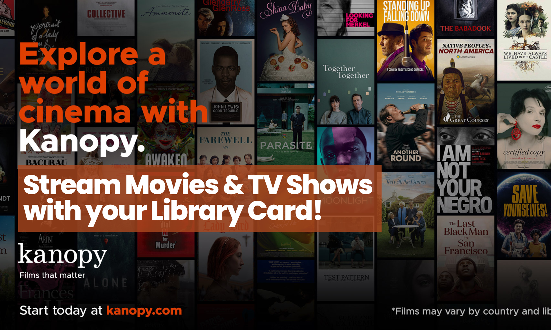 Stream movies and TV shows with your library card using Kanopy!