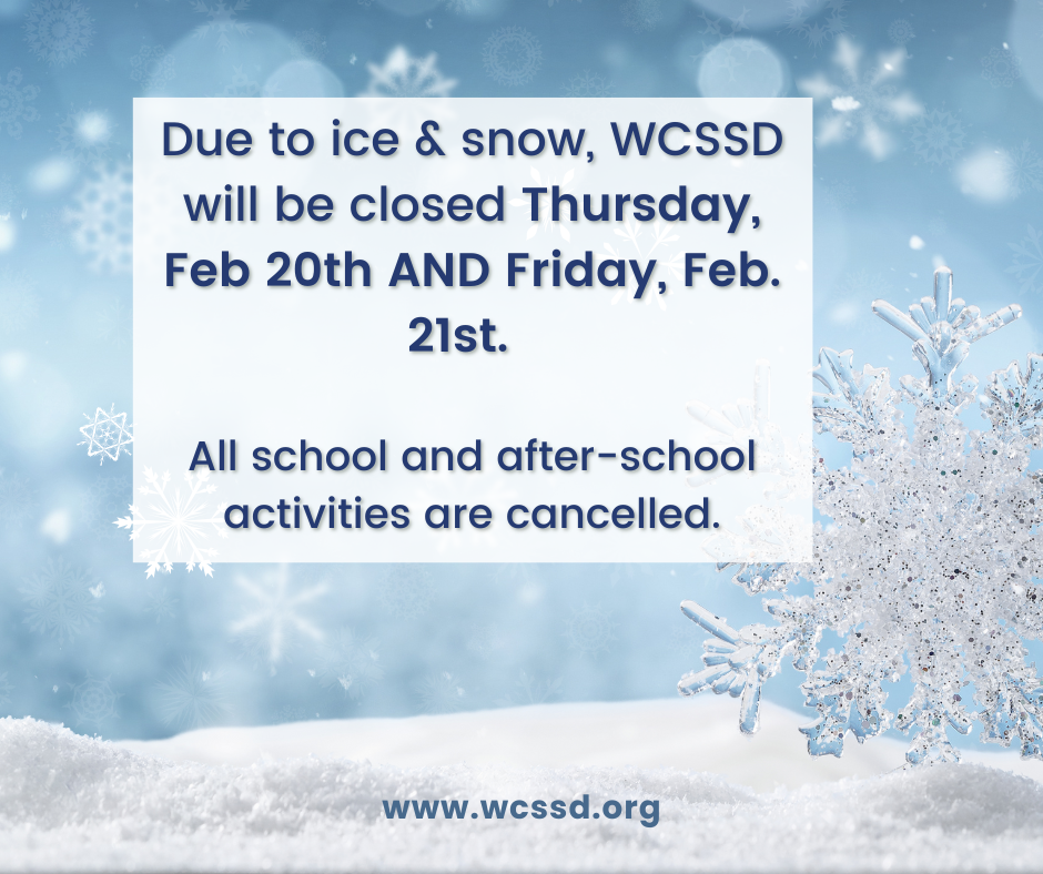 WCSSD will be out of school on thursday feb 20th 