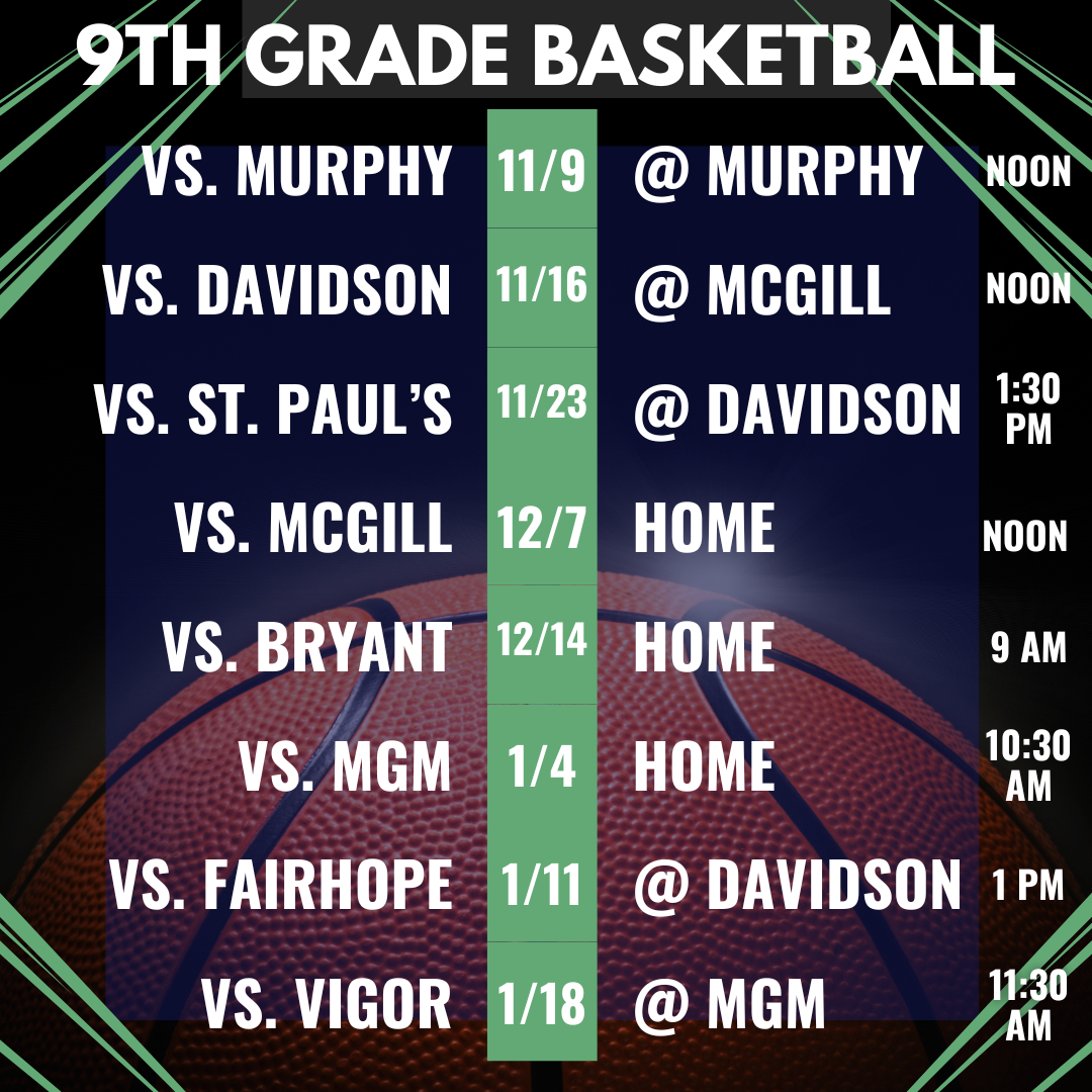 9th Grade Boys Basketball Schedule 