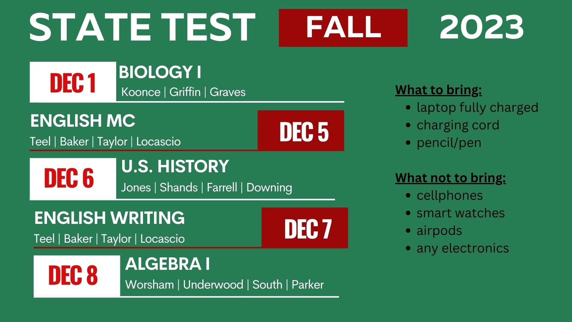 state test dates 2023
