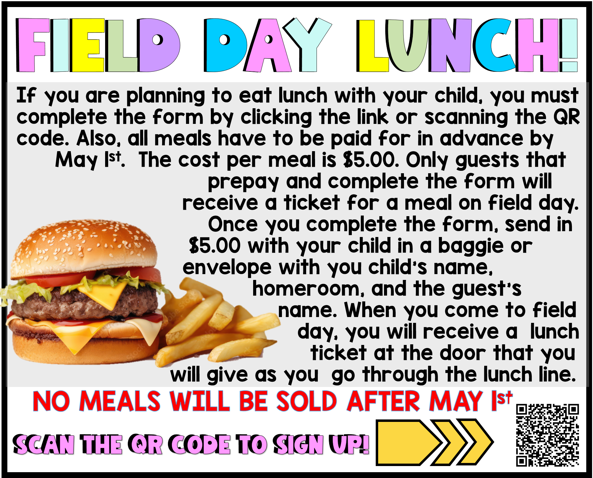 Field day Lunch Information
