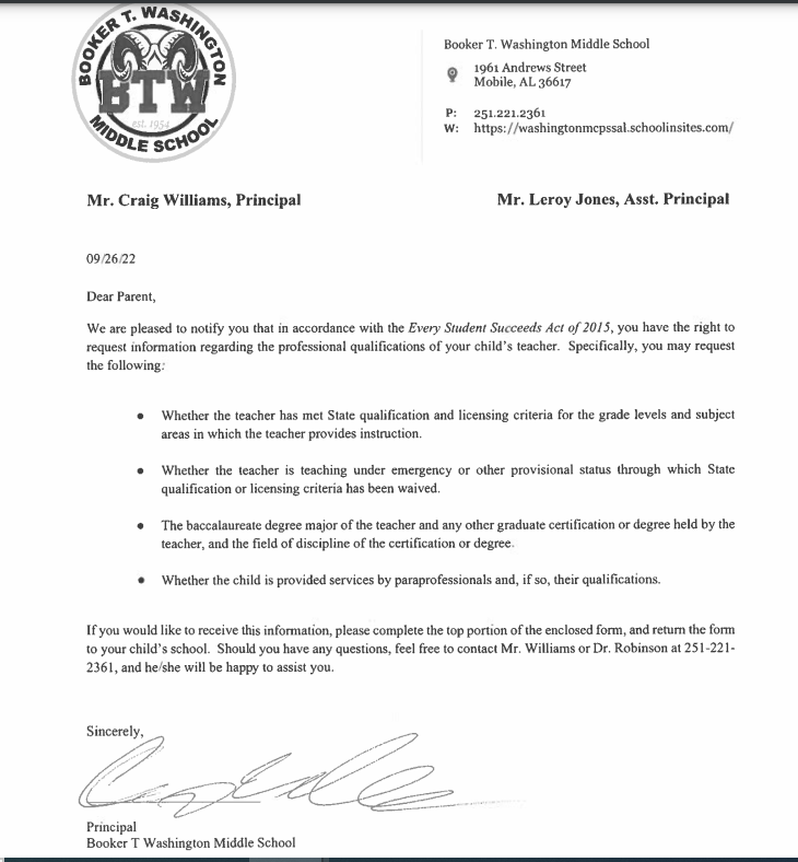 Teacher Certification Letter for Parents