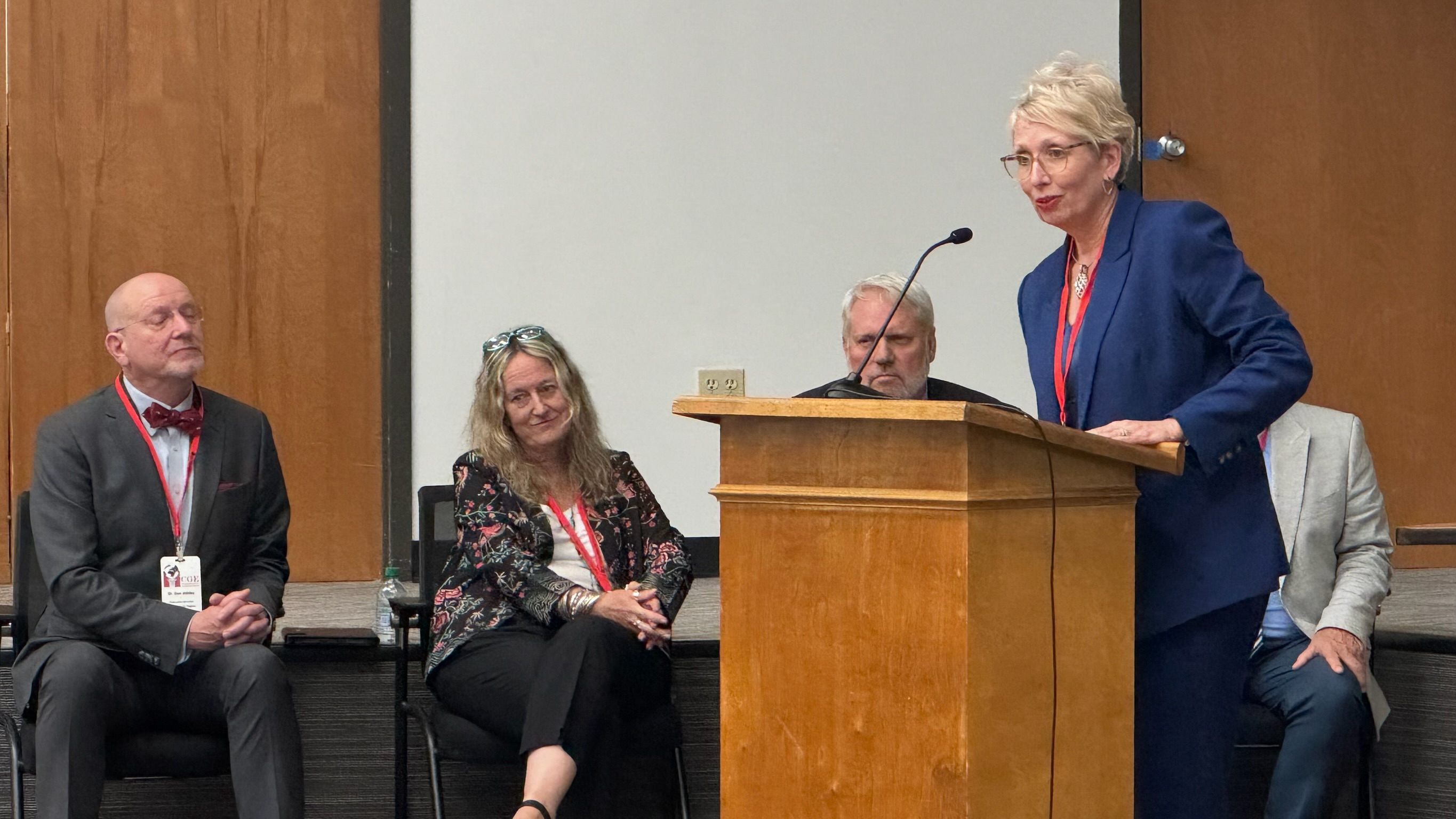 Barbara McMillin from Blue Mountain Christian University -with panel