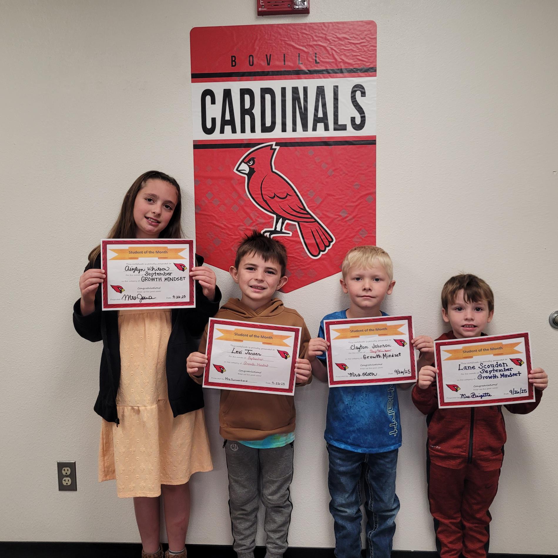 September Students of the Month for Respect
