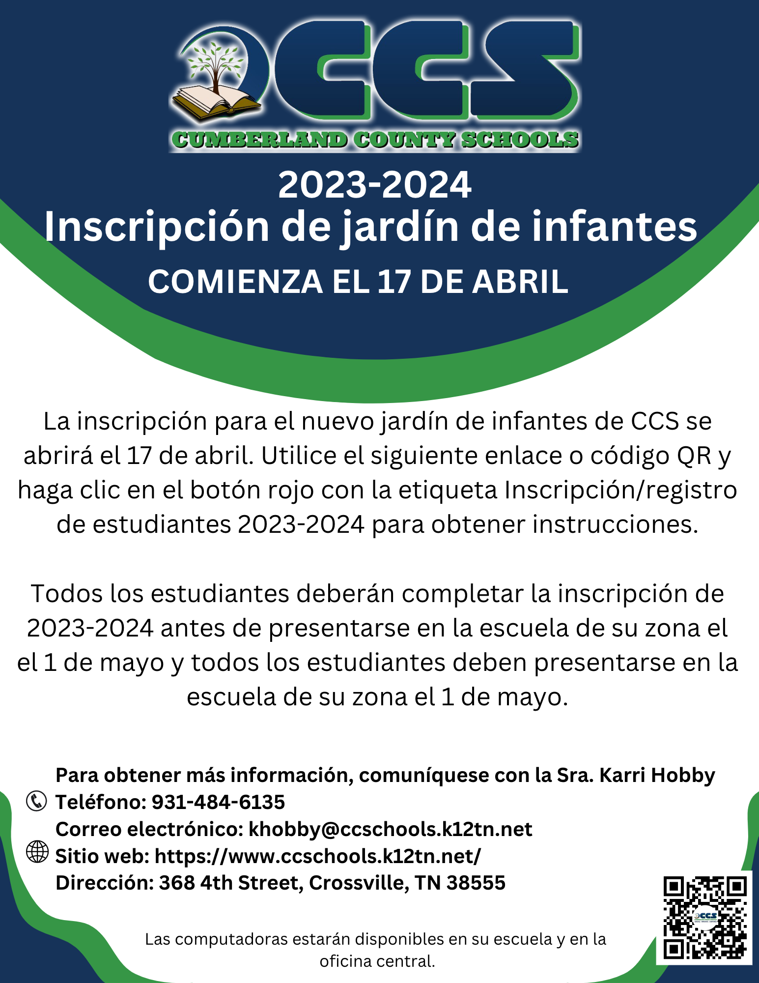 2023-2024 Kindergarten Registration Spanish