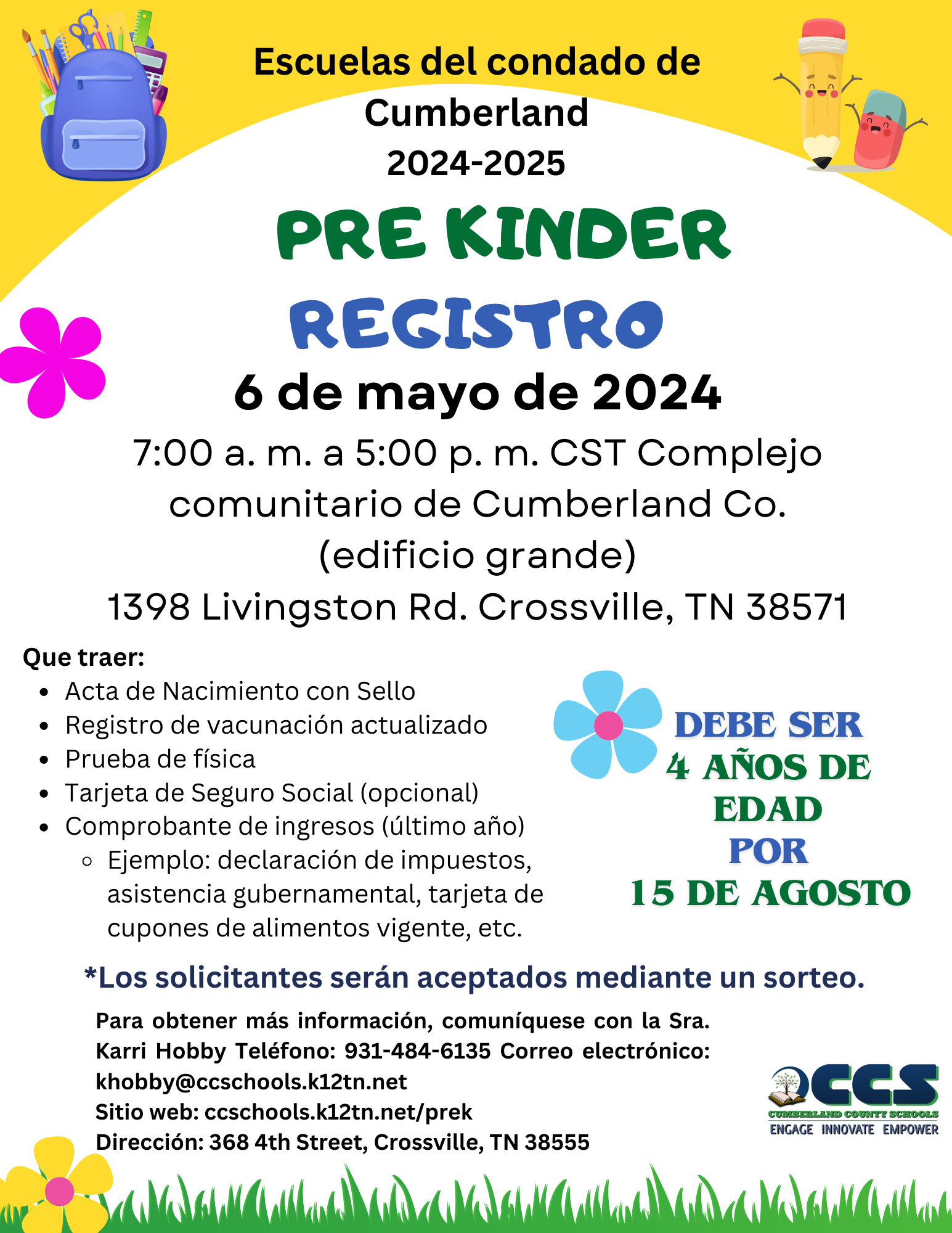 Pre K 24-25 Registration Spanish