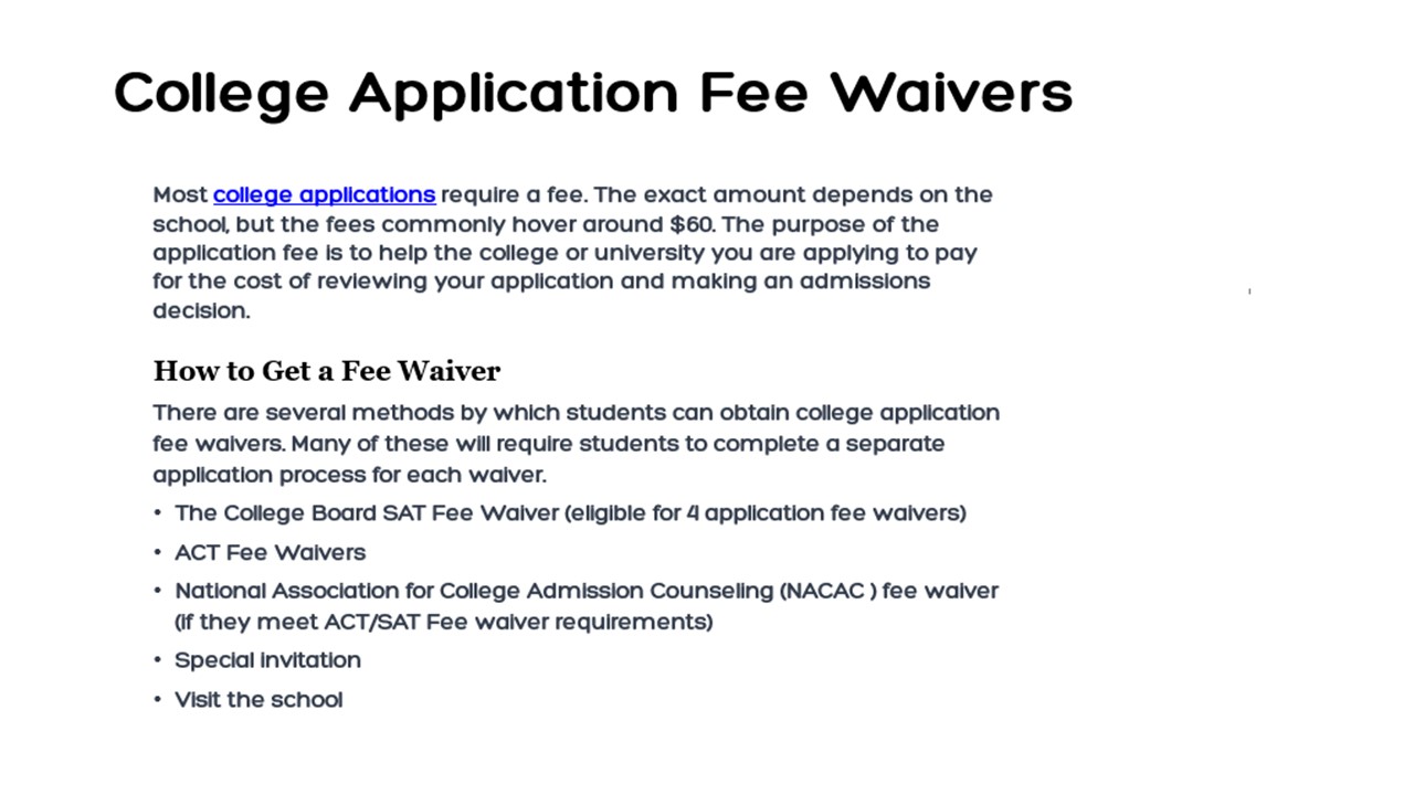 application fee waivers