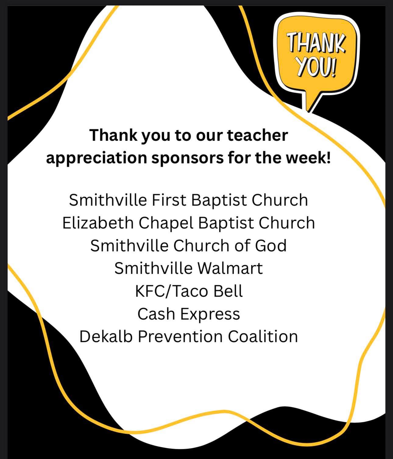 Thank you Teacher Appreciation Sponsors