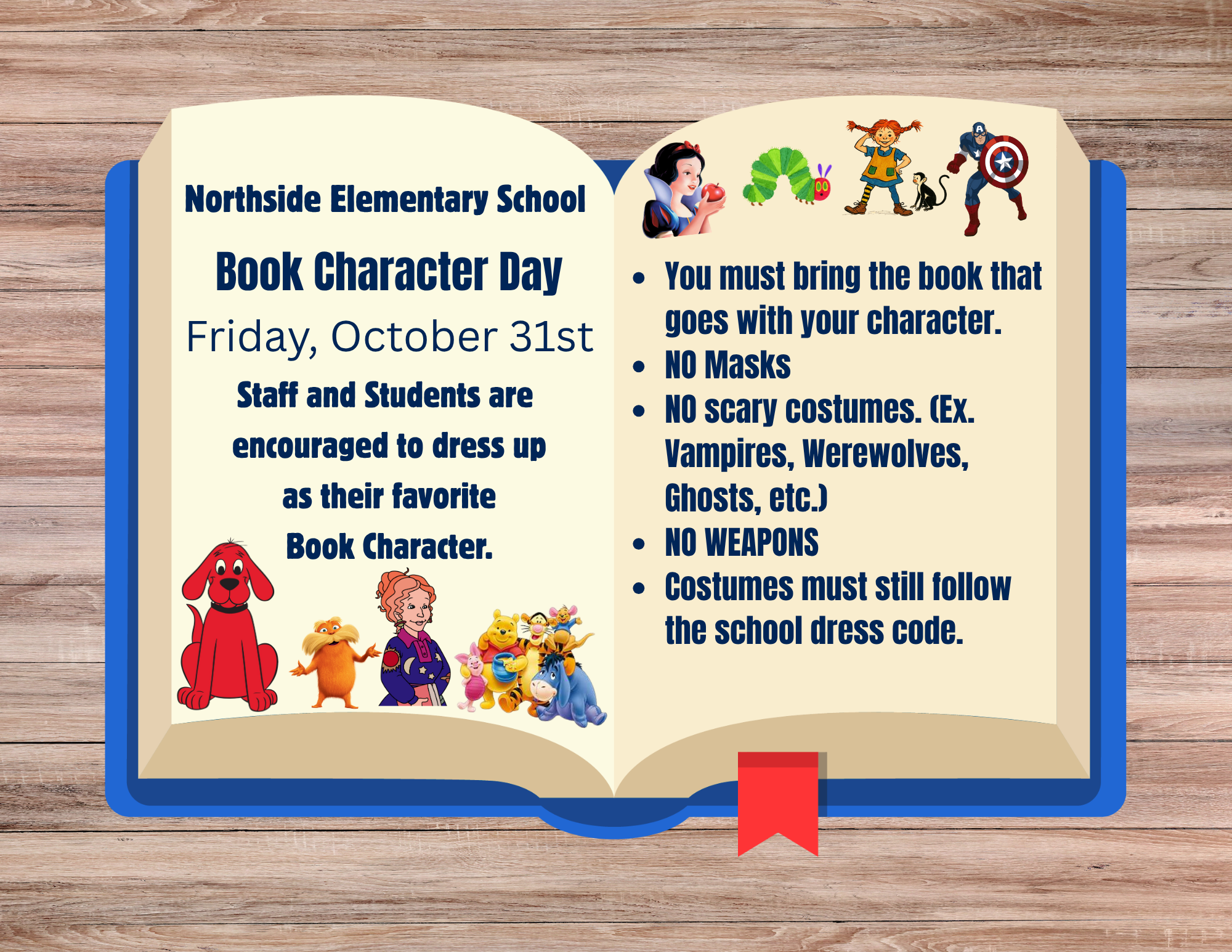 Book Character Day October 31st