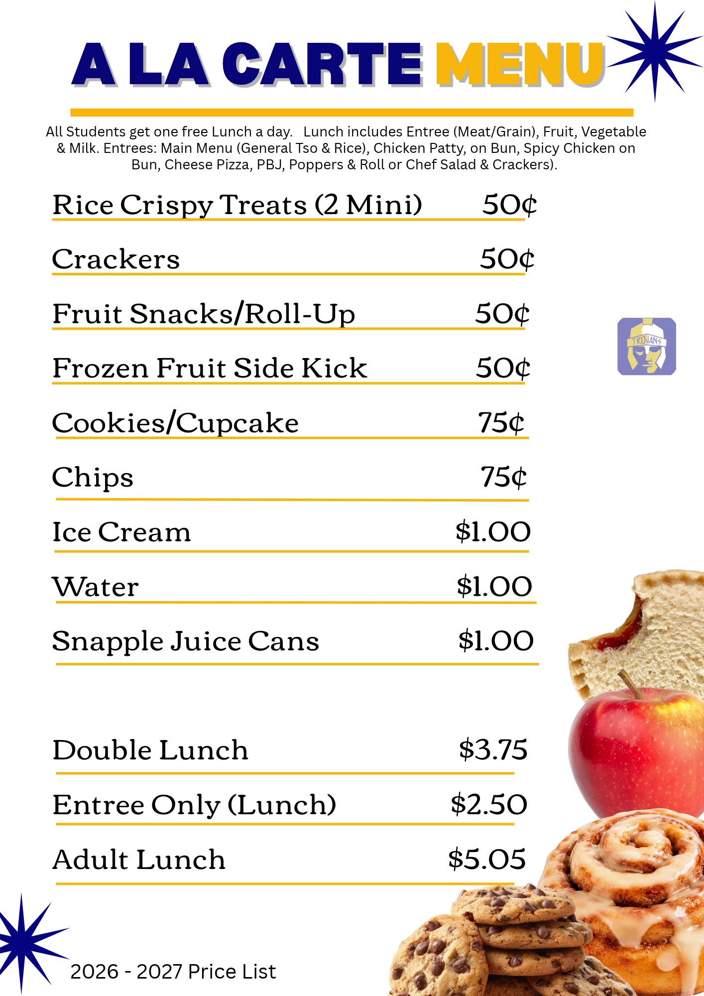 Ala Carte Items Sold to GES 5th & 6th Graders