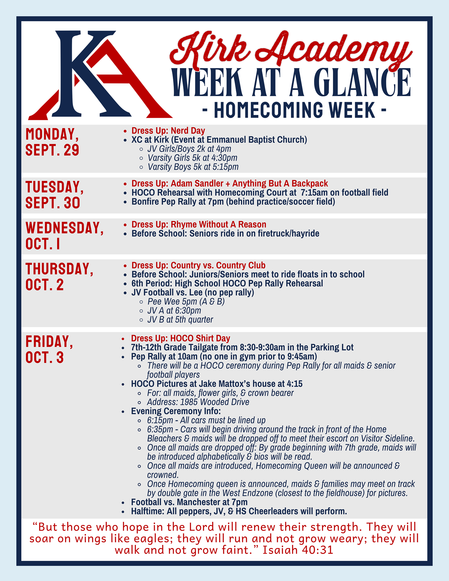 week at a glance