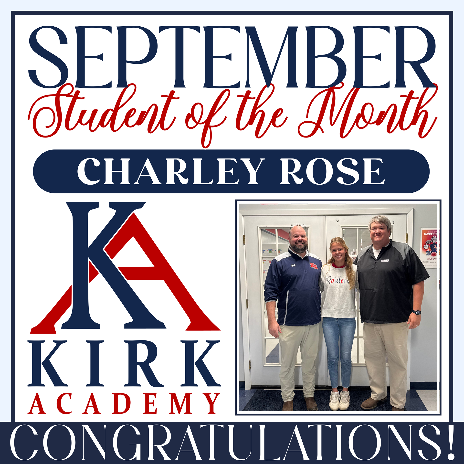 September Student of the Month, Charley Rose