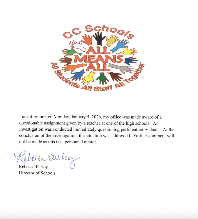 official statement regarding the CCHS incident and teacher