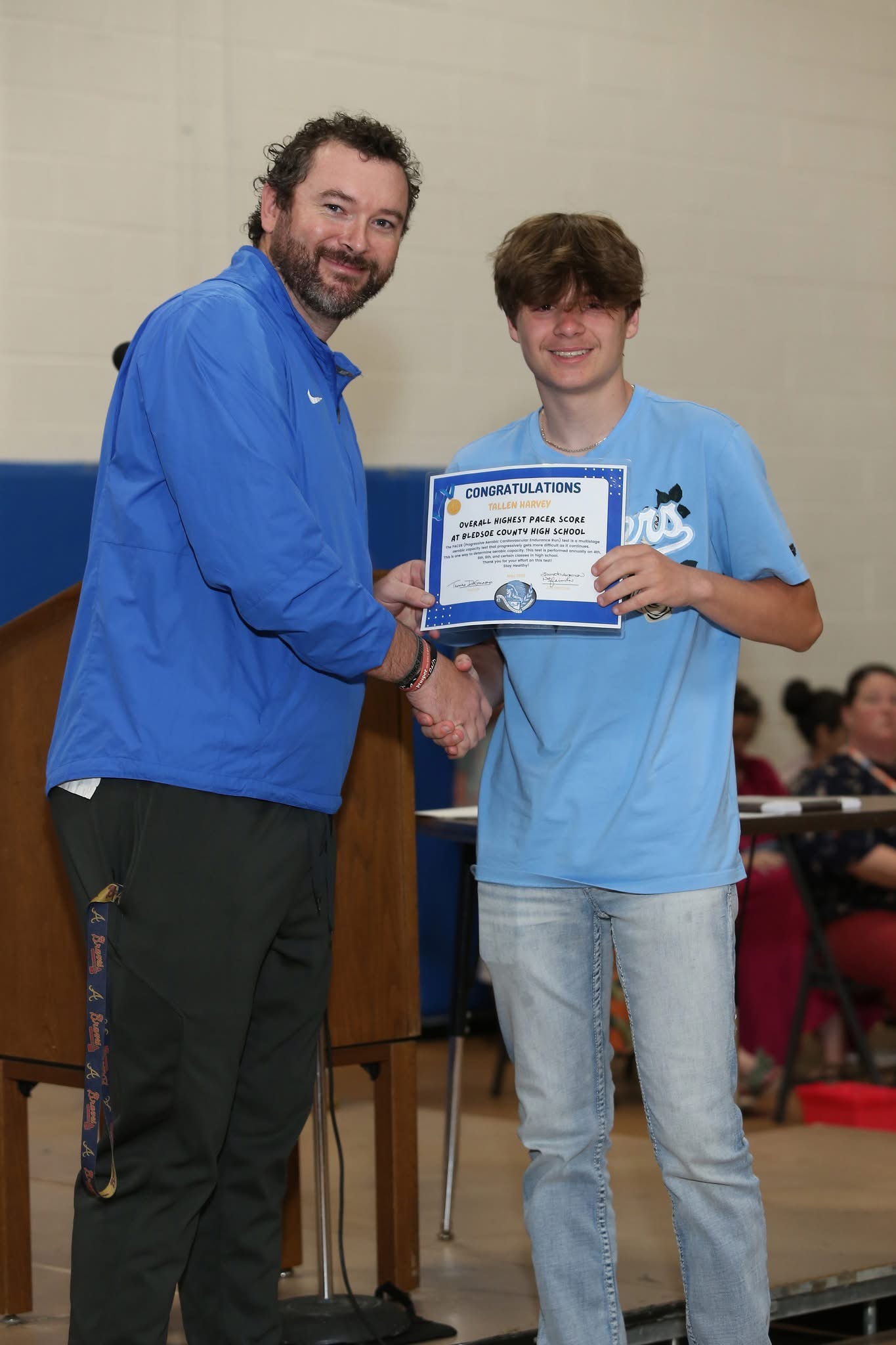 BCHS HIGHEST MALE/OVERALL PACER SCORE-TALLEN HARVEY 