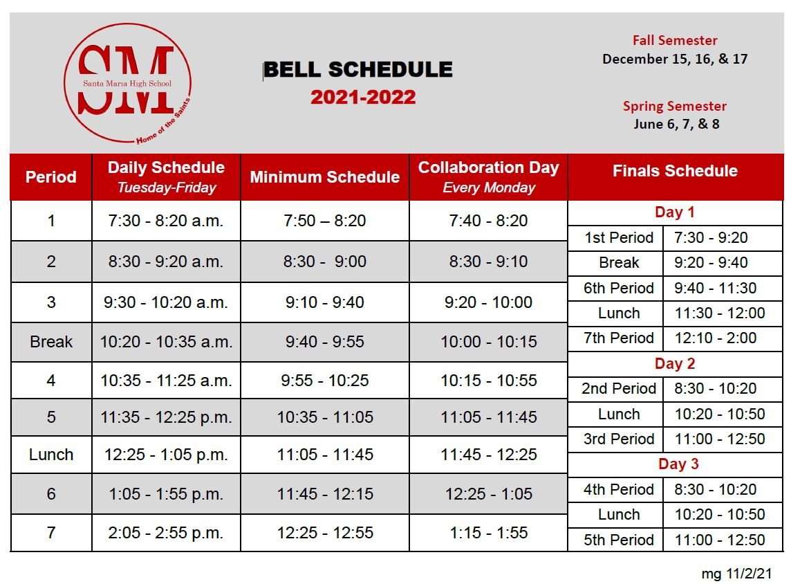 FINALS BELL SCHEDULE FINALS BELL SCHEDULE