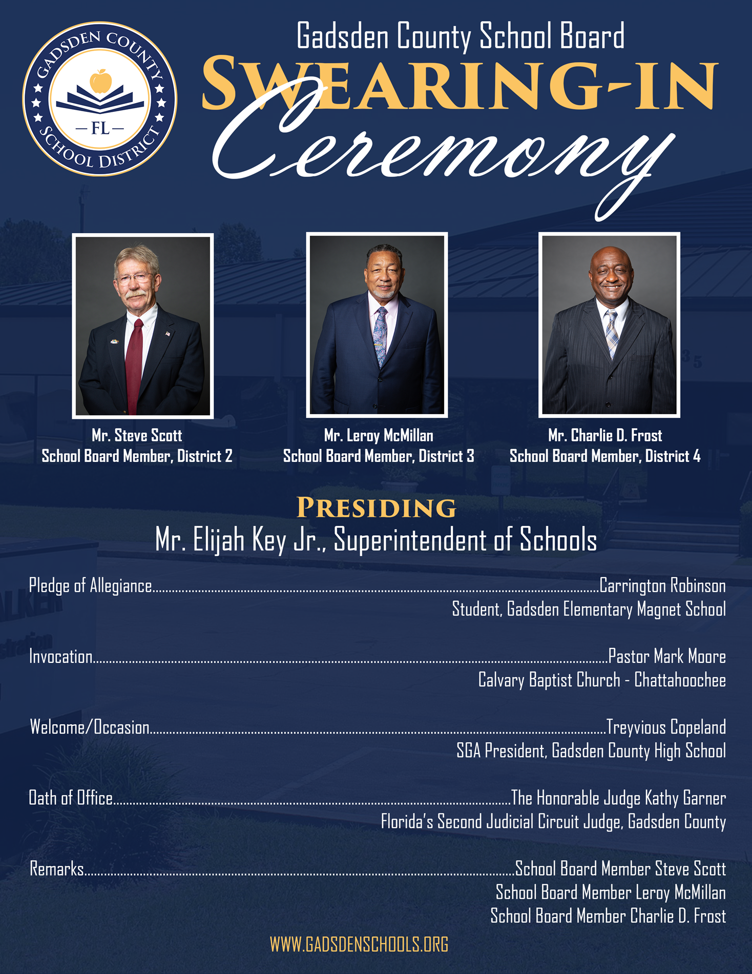 Board Members to be Sworn-In - Gadsden County Schools