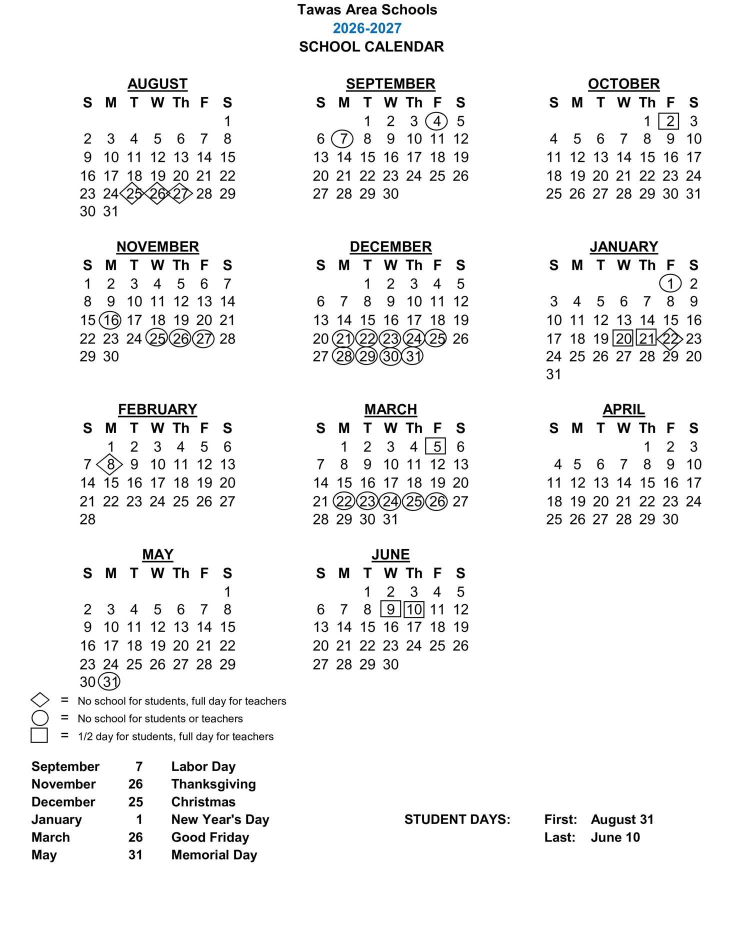 Calendar 2024-2025